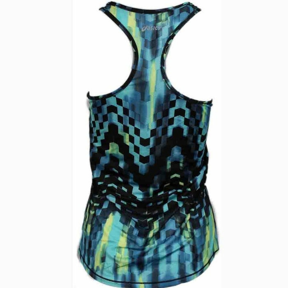 Asics Turquoise Check Emma Racerback Top Size M - Picture 2 of 8